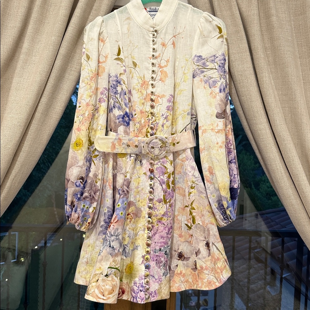 Zimmerman Kaleidoscope Tuxedo Floral Linen A-Line Mini Dress